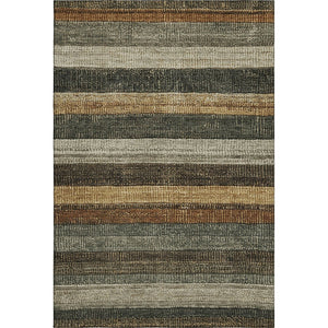 HomeRoots 5' X 8' Khaki Gray & Beige Striped Washable Area Rug - UV Protected, Stain Resistant, Easy Care 706207