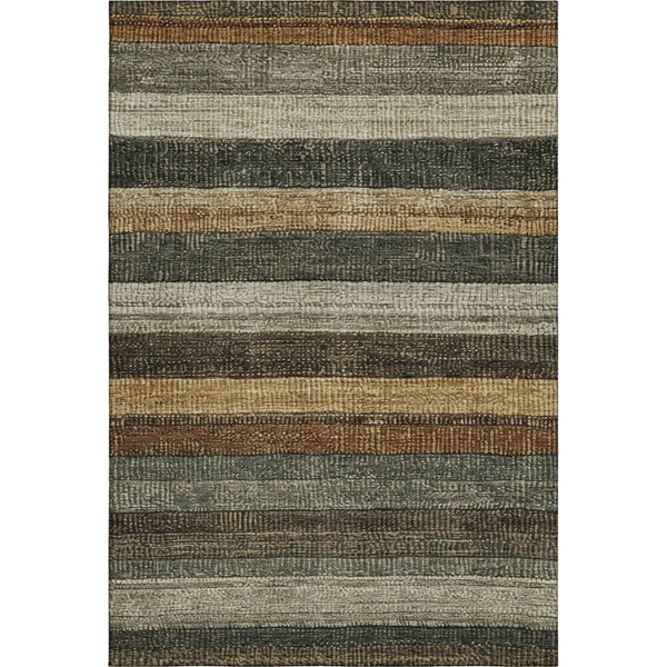 HomeRoots 5' X 8' Khaki Gray & Beige Striped Washable Area Rug - UV Protected, Stain Resistant, Easy Care 706207
