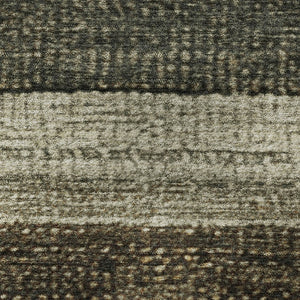 HomeRoots 8' Washable Round Rug in Khaki Gray & Beige Stripes - UV Protected, Stain Resistant, Modern Design 706208
