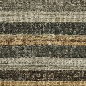HomeRoots 8' X 10' Stylish Khaki Gray and Beige Striped Washable Area Rug with UV Protection for Homes 706209