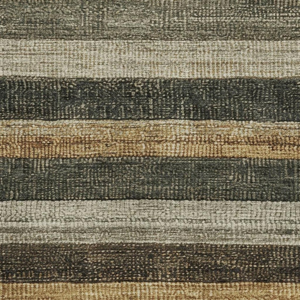 HomeRoots 8' X 10' Stylish Khaki Gray and Beige Striped Washable Area Rug with UV Protection for Homes 706209