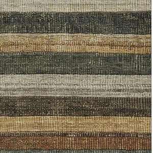 HomeRoots 10' X 14' Washable Khaki Gray & Beige Striped Area Rug with UV Protection for Stylish Living Spaces 706211