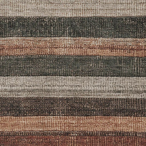 HomeRoots 5' X 8' Striped Area Rug in Rust, Gray, and Beige - Washable, UV Protected, Stain Resistant Design! 706213