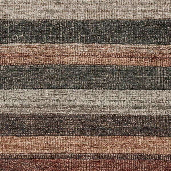 HomeRoots 5' X 8' Striped Area Rug in Rust, Gray, and Beige - Washable, UV Protected, Stain Resistant Design! 706213