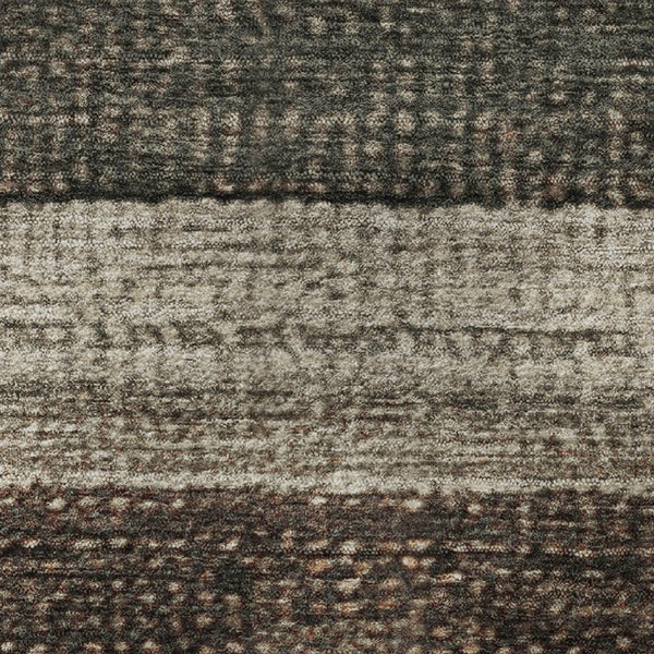 HomeRoots 8' Washable Round Rug with Rust, Gray & Beige Stripes – UV Protected, Stain Resistant, Stylish Home Decor 706214