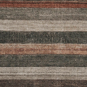 HomeRoots 8' X 10' Stylish Rust Gray & Beige Striped Washable Area Rug with UV Protection for High-Traffic Use 706215