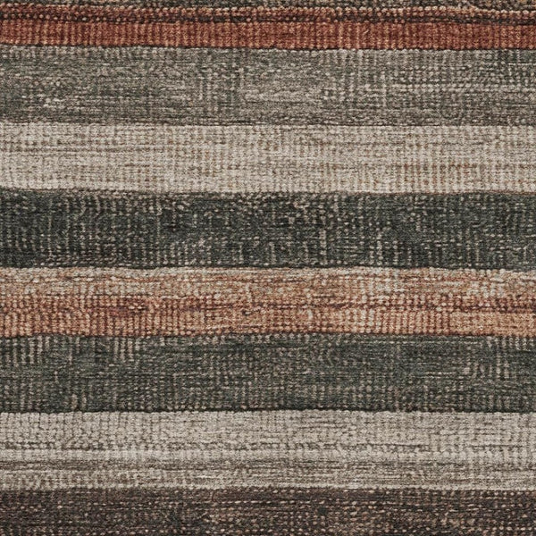 HomeRoots 8' X 10' Stylish Rust Gray & Beige Striped Washable Area Rug with UV Protection for High-Traffic Use 706215
