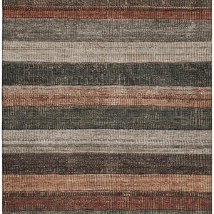 HomeRoots 9' X 12' Stylish Rust Gray & Beige Striped Area Rug - Durable, Stain Resistant, UV Protected Design 706216