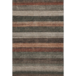 HomeRoots 9' X 12' Stylish Rust Gray & Beige Striped Area Rug - Durable, Stain Resistant, UV Protected Design 706216