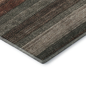 HomeRoots 10' X 14' Striped Washable Area Rug in Rust Gray & Beige - Durable, UV Protected for Busy Homes 706217