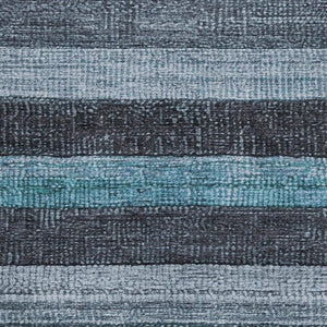 HomeRoots 10' X 14' Striped Teal and Gray Washable Area Rug with UV Protection for Stylish Living Spaces 706223