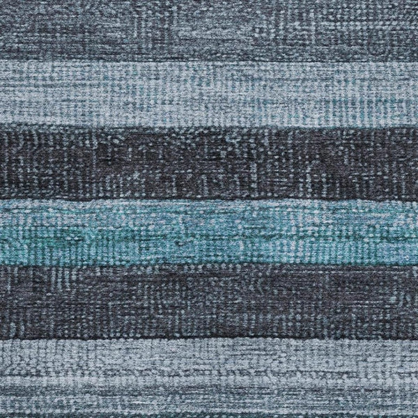 HomeRoots 10' X 14' Striped Teal and Gray Washable Area Rug with UV Protection for Stylish Living Spaces 706223