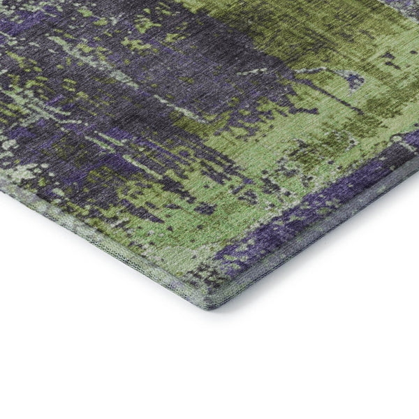 HomeRoots 8' X 10' Washable Abstract Area Rug in Artichoke Green & Purple - Durable, UV-Protected & Stylish 706227