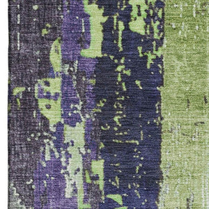 HomeRoots 8' X 10' Washable Abstract Area Rug in Artichoke Green & Purple - Durable, UV-Protected & Stylish 706227