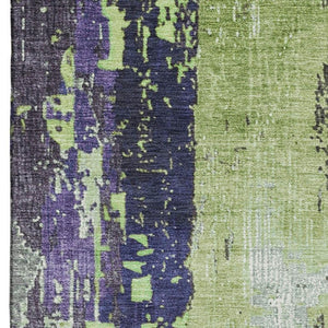 HomeRoots 8' X 10' Washable Abstract Area Rug in Artichoke Green & Purple - Durable, UV-Protected & Stylish 706227