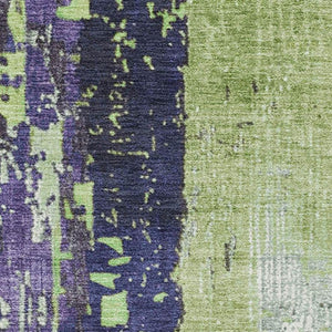 HomeRoots 9' X 12' Abstract Artichoke Green & Purple Washable Area Rug – Stylish, Stain Resistant & UV Protected 706228