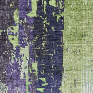 HomeRoots 10' X 14' Artichoke Green & Purple Abstract Washable Rug - Stain Resistant, UV Protected, Stylish Comfort 706229