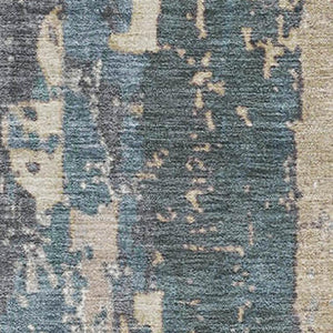 HomeRoots 9' X 12' Beige and Blue Abstract Area Rug - Washable, UV-Protected, Stain-Resistant, Stylish Design! 706234