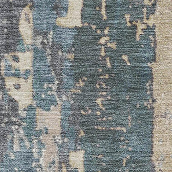 HomeRoots 9' X 12' Beige and Blue Abstract Area Rug - Washable, UV-Protected, Stain-Resistant, Stylish Design! 706234