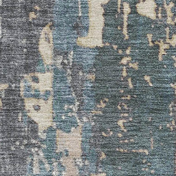 HomeRoots 10' Beige and Blue Abstract Washable Area Rug - UV Protection, Stain Resistant, Perfect for Families! 706235