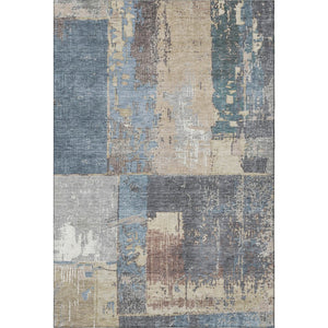 HomeRoots 10' Beige and Blue Abstract Washable Area Rug - UV Protection, Stain Resistant, Perfect for Families! 706235