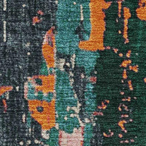 HomeRoots 9' X 12' Vibrant Teal, Orange & Pink Abstract Washable Area Rug with UV Protection & Non-Slip Backing 706240