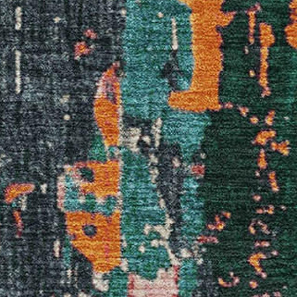 HomeRoots 10' X 14' Vibrant Teal, Orange & Pink Abstract Washable Area Rug with UV Protection for Homes 706241