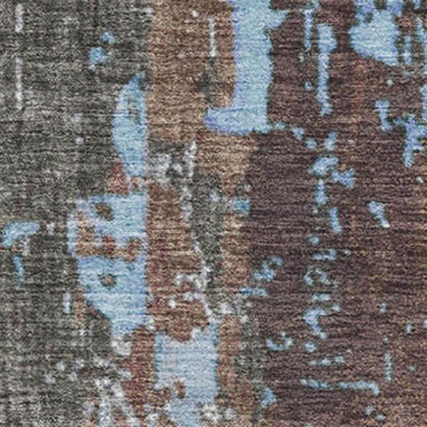 HomeRoots 8' X 10' Abstract Taupe Blue Ivory Washable Area Rug with UV Protection for Stylish Spaces 706245