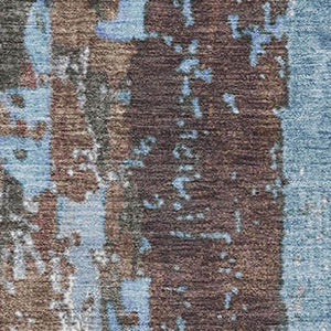HomeRoots 9' X 12' Abstract Taupe Blue Ivory Washable Area Rug with UV Protection for High-Traffic Spaces 706246