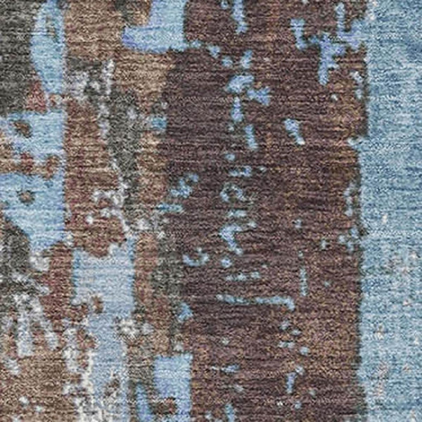HomeRoots 9' X 12' Abstract Taupe Blue Ivory Washable Area Rug with UV Protection for High-Traffic Spaces 706246