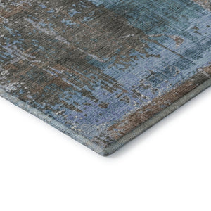 HomeRoots 10' X 14' Washable Abstract Area Rug in Taupe, Blue & Ivory – UV Protected, Durable and Stylish! 706247