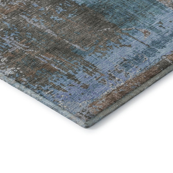 HomeRoots 10' X 14' Washable Abstract Area Rug in Taupe, Blue & Ivory – UV Protected, Durable and Stylish! 706247