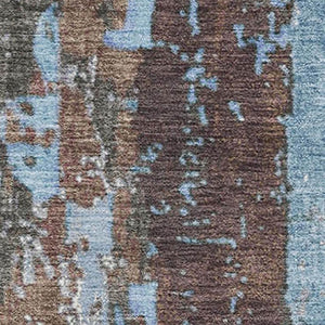 HomeRoots 10' X 14' Washable Abstract Area Rug in Taupe, Blue & Ivory – UV Protected, Durable and Stylish! 706247