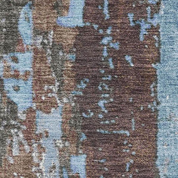 HomeRoots 10' X 14' Washable Abstract Area Rug in Taupe, Blue & Ivory – UV Protected, Durable and Stylish! 706247