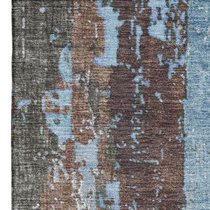 HomeRoots 10' X 14' Washable Abstract Area Rug in Taupe, Blue & Ivory – UV Protected, Durable and Stylish! 706247