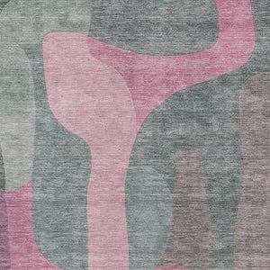 HomeRoots 5' X 8' Stylish Blush & Sage Abstract Area Rug - Washable, UV Protected, Perfect for High-Traffic Areas 706249