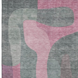 HomeRoots 8' X 10' Blush & Sage Abstract Area Rug - Washable, UV-Protected, Pet-Friendly for Modern Living Spaces 706251