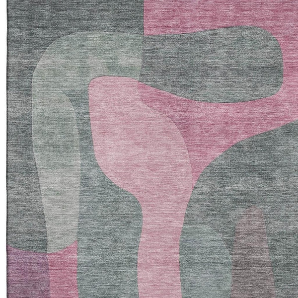 HomeRoots 8' X 10' Blush & Sage Abstract Area Rug - Washable, UV-Protected, Pet-Friendly for Modern Living Spaces 706251