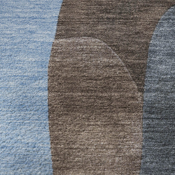 HomeRoots 8' Brown and Blue Abstract Area Rug - UV Protected, Washable, Non-Slip, Pet-Friendly Design! 706256