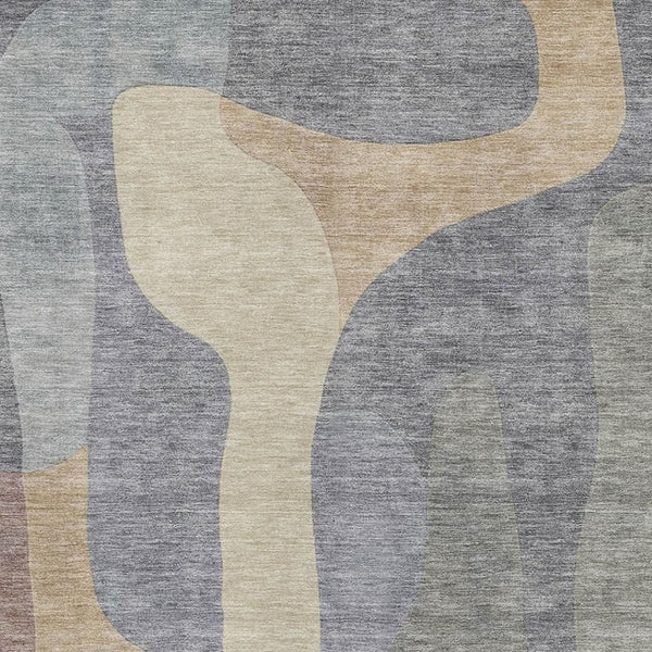 HomeRoots 5' X 8' Abstract Gray Wheat Beige Area Rug - Washable, UV Protected, Stain-Resistant, Modern Design 706261