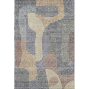HomeRoots 8' X 10' Gray Wheat Beige Abstract Area Rug - Washable, UV Protected, Durable for Family Spaces 706263