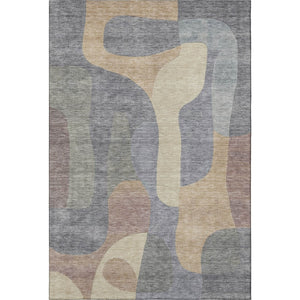 HomeRoots 8' X 10' Gray Wheat Beige Abstract Area Rug - Washable, UV Protected, Durable for Family Spaces 706263