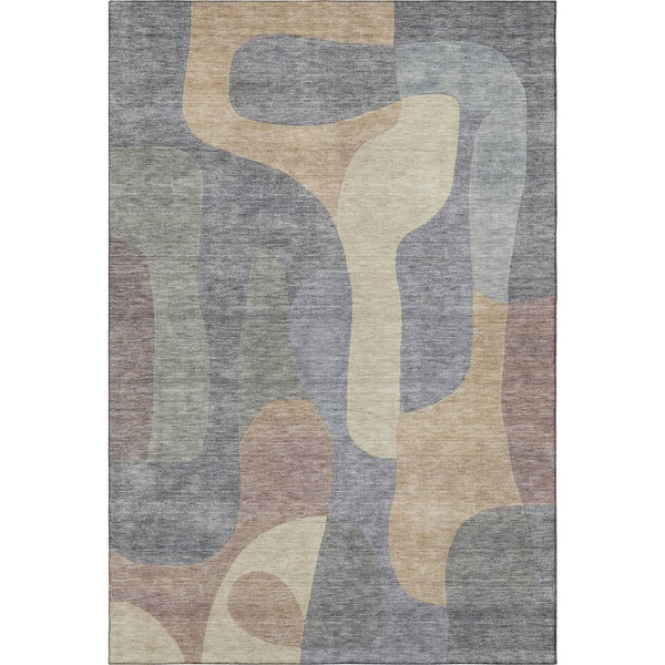 HomeRoots 8' X 10' Gray Wheat Beige Abstract Area Rug - Washable, UV Protected, Durable for Family Spaces 706263