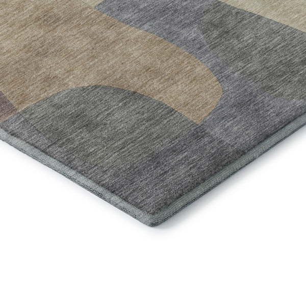 HomeRoots 9' X 12' Abstract Gray, Wheat & Beige Washable Area Rug with UV Protection for High-Traffic Rooms 706264