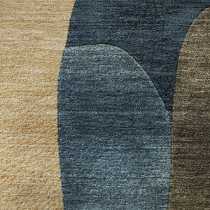HomeRoots 5' X 8' Washable Navy Blue, Orange & Rust Abstract Area Rug - Durable, UV-Protected & Stylish Design 706267