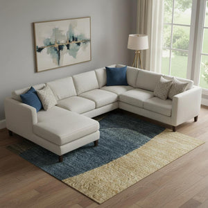 HomeRoots 10' X 14' Abstract Area Rug in Navy, Orange & Rust - Washable, UV Protected, Non-Slip for Durability 706271