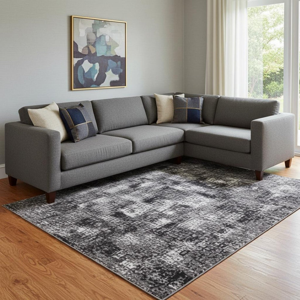 HomeRoots 8' X 10' Stylish Purple and Wheat Abstract Washable Area Rug with UV Protection for Busy Homes 706275