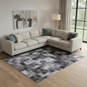 HomeRoots 9' X 12' Purple And Wheat Abstract Area Rug - Washable, UV Protected, Non-Slip for Modern Spaces 706276