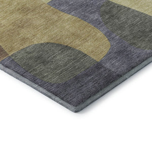 HomeRoots 9' X 12' Purple And Wheat Abstract Area Rug - Washable, UV Protected, Non-Slip for Modern Spaces 706276