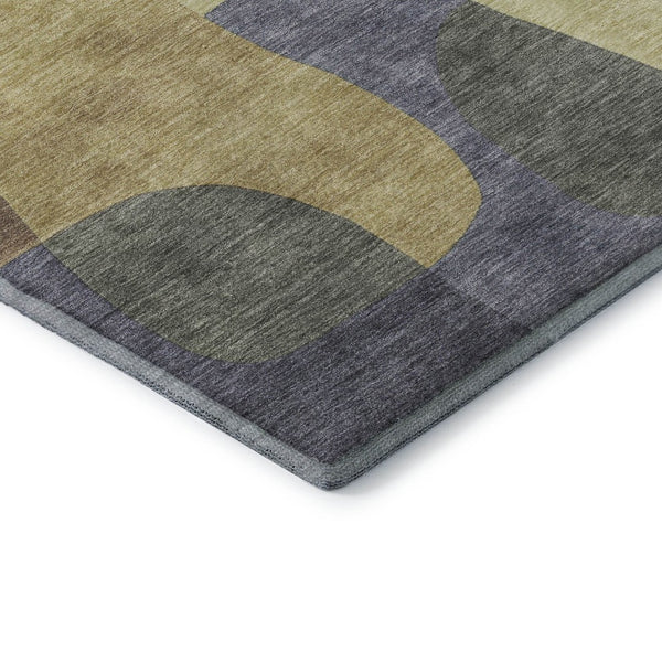 HomeRoots 9' X 12' Purple And Wheat Abstract Area Rug - Washable, UV Protected, Non-Slip for Modern Spaces 706276